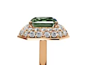 Halo Engagement Ring Setting for Fancy Green Asscher Cut Center with Plain Tapered Band and Prong Head in Rose Gold