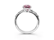 Solitaire Engagement Ring Setting for Fancy Pink Radiant Cut Center with Trailing Leaf Accent Band and Prong Head in Sterling Silver
