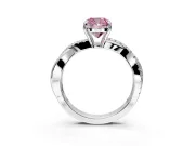 Crossover Engagement Ring Setting for Fancy Pink Cushion Cut Center with Pave and Plain Strands and Prong Head in White Gold