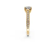 Solitaire Engagement Ring Setting for Cushion Cut Center with Pave Cathedral Band and Prong Head in Yellow Gold