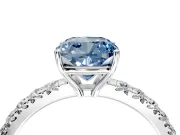 Solitaire Engagement Ring Setting for Fancy Blue Cushion Cut Center with Large Accent Band and Prong Head in Sterling Silver