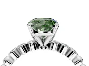 Solitaire Engagement Ring Setting for Fancy Green Cushion Cut Center with Bezel-Dot Beaded Band and Prong Head in Platinum