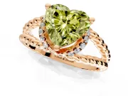 Halo Engagement Ring Setting for Fancy Yellow Heart-Shaped Center with Rope Twist Split Shank and Prong Head in Rose Gold