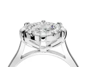 Single Halo Engagement Ring Setting for Marquise Center with Corner Claws, Plain Band and Prong Head in Sterling Silver
