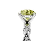 Solitaire Engagement Ring Setting for Fancy Yellow Round Cut Center with Milgrain Bezel Accents and Prong Head in Sterling Silver