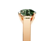 Solitaire Engagement Ring Setting for Fancy Green Round Cut Center with Tapered Split Shoulders and Prong Head in Rose Gold