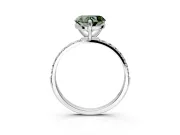 Solitaire Engagement Ring Setting for Fancy Green Heart-Shaped Center with Pave Accents and Prong Head in Sterling Silver