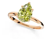 Hidden Halo Engagement Ring Setting for Fancy Yellow Pear-Shaped Center with Thin Round-Wire Band and Prong Head in Rose Gold