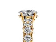 Solitaire Engagement Ring Setting for Oval Center with Pave Cathedral Shoulders and Prong Head in Yellow Gold