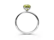 Hidden Halo Engagement Ring Setting for Fancy Yellow Radiant Cut Center with Thin Round-Wire Band and Prong Head in Platinum