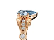 Solitaire Engagement Ring Setting for Fancy Blue Pear-Shaped Center with Marquise and Bezel Accents and Prong Head in Rose Gold