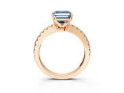 Solitaire Engagement Ring Setting for Fancy Blue Asscher Cut Center with Single Row Accent Band and Prong Head in Rose Gold