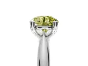 Solitaire Engagement Ring Setting for Fancy Yellow Round Cut Center with Reverse Tapered Band and Prong Head in Platinum
