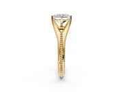Solitaire Engagement Ring Setting for Radiant Cut Center with Milgrain Cathedral Band and Prong Head in Yellow Gold