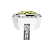 Halo Engagement Ring Setting for Fancy Yellow Asscher Cut Center with Milgrain Halo, Pave Band and Prong Head in Platinum