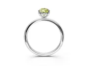 Hidden Halo Engagement Ring Setting for Fancy Yellow Pear-Shaped Center with Thin Round-Wire Band and Prong Head in White Gold
