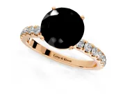 Open Basket Engagement Ring Setting for Fancy Black Round Cut Center with Pave Band and Prong Head in Rose Gold
