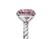 Solitaire Engagement Ring Setting for Fancy Pink Radiant Cut Center with Plain Twisted Rope Band and Prong Head in Platinum