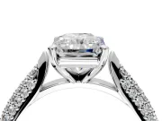 Solitaire Engagement Ring Setting for Radiant Cut Center with Multi-Row Accents and Prong Head in Sterling Silver
