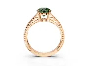 Split Shank Engagement Ring Setting for Fancy Green Round Cut Center with Pave Split Shank and Prong Head in Rose Gold