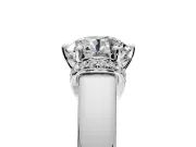 Solitaire Engagement Ring Setting for Round Cut Center with Wide Band, Pave Collar and Prong Head in Sterling Silver