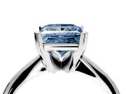 Solitaire Engagement Ring Setting for Fancy Blue Princess Cut Center with Knife Ridge Band and Claw Prong Head in White Gold