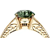 Split Shank Engagement Ring Setting for Fancy Green Round Cut Center with Pave Split Shank and Prong Head in Yellow Gold