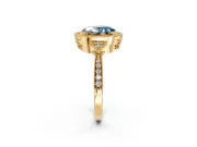 Halo Engagement Ring Setting for Fancy Blue Oval Center with Milgrain Rim, Pave Band and Prong Head in Yellow Gold