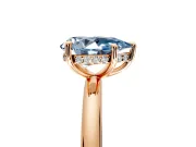 Hidden Halo Engagement Ring Setting for Fancy Blue Pear-Shaped Center with Thin Rounded Band and Prong Head in Rose Gold