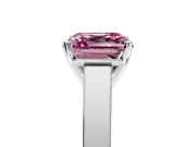 Solitaire Engagement Ring Setting for Fancy Pink Asscher Cut Center with Tapered Split Shoulders and Prong Head in Platinum