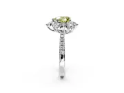 Floral Halo Engagement Ring Setting for Fancy Yellow Heart-Shaped Center with Pave Accents and Prong Head in Platinum