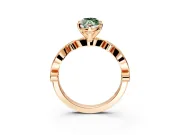 Solitaire Engagement Ring Setting for Fancy Green Marquise Center with Milgrain Bezel Accents and Prong Head in Rose Gold