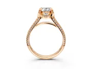 Solitaire Engagement Ring Setting for Oval Center with Accented Split Shank and Prong Head in Rose Gold