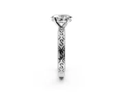 Solitaire Engagement Ring Setting for Oval Center with Scrollwork Band and Prong Head in Platinum