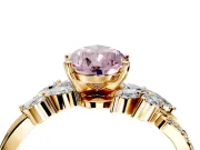 Solitaire Engagement Ring Setting for Fancy Pink Pear-Shaped Center with Marquise Accent Twist Band and Prong Head in Yellow Gold