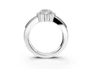 Halo Engagement Ring Setting for Cushion Cut Center with Wide Band, Inlaid Accent Row and Prong Head in White Gold