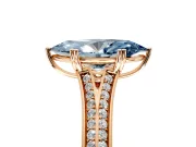 Solitaire Engagement Ring Setting for Fancy Blue Marquise Center with Pave Rail Split Shank and Prong Head in Rose Gold