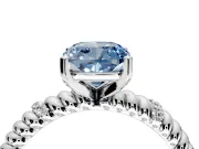 Rope Engagement Ring Setting for Fancy Blue Cushion Cut Center with Accent Shoulders and Prong Head in Sterling Silver