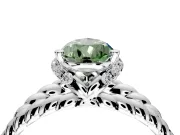 Halo Engagement Ring Setting for Fancy Green Pear-Shaped Center with Rope Twist Split Shank and Prong Head in Platinum