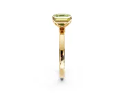 Solitaire Engagement Ring Setting for Fancy Yellow Asscher Cut Center with Thin Rounded Plain Band and Prong Head in Yellow Gold