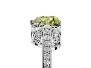 Cathedral Engagement Ring Setting for Fancy Yellow Heart-Shaped Center with Antique-Style Pave Band and Prong Head in Sterling Silver