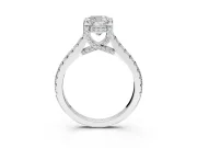 Solitaire Engagement Ring Setting for Cushion Cut Center with Widening Pave Band and Claw Prong Head in Platinum