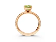 Solitaire Engagement Ring Setting for Fancy Yellow Radiant Cut Center with XO Engraved Band and Prong Head in Rose Gold