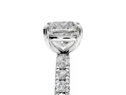 Solitaire Engagement Ring Setting for Cushion Cut Center with Shared-Prong Accents and Prong Head in Sterling Silver