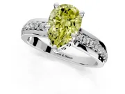 Solitaire Engagement Ring Setting for Fancy Yellow Pear-Shaped Center with Raised Channel Band and Prong Head in Platinum