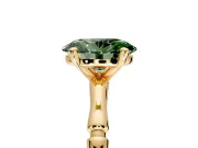 Solitaire Engagement Ring Setting for Fancy Green Oval Center with Bamboo Band and Prong Head in Yellow Gold