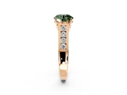 Solitaire Engagement Ring Setting for Fancy Green Round Cut Center with Cathedral Channel Band and Prong Head in Rose Gold