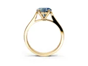 Solitaire Engagement Ring Setting for Fancy Blue Heart-Shaped Center with Tapered Shoulders and Prong Head in Yellow Gold
