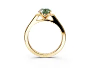 Solitaire Engagement Ring Setting for Fancy Green Oval Center with Channel Accents and Prong Head in Yellow Gold