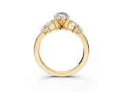 Leaf Cluster Engagement Ring Setting for Marquise Center with Marquise Accents and Prong Head in Yellow Gold